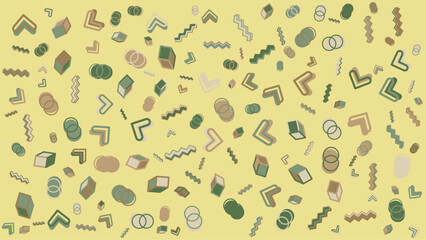 Pastel yellow 80s style geometric pattern. Vector illustration for presentation, creative project, and poster.