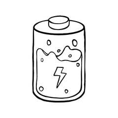 An outlined battery icon with energy symbol inside the container