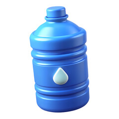 Blue Water Gallon Bottle with Water Drop Icon 3D Render Isolated on Transparent Background