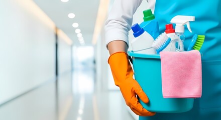 Cleaning Supplies Bucket Janitorial Service Photo