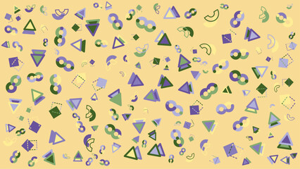 Pastel geometric pattern with triangles circles and squares. Vector illustration for presentation, creative project, and poster.