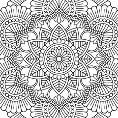 Vector mandala background. Line square design for coloring book, pillow, fashion print, scrapbooking, utensils, engraving. Monochrome pattern  