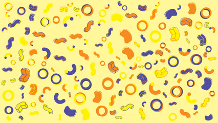 Yellow background with colorful abstract shapes. Vector illustration for presentation, creative project, and poster.