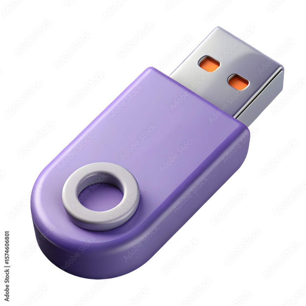 Poster purple usb drive with white ring data storage device portable memory stick render