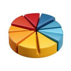 Obraz premium Colorful 3d pie chart divided into eight segments isolated on transparent background