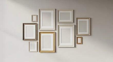 Gallery Wall Mockup with Assorted Picture Frames