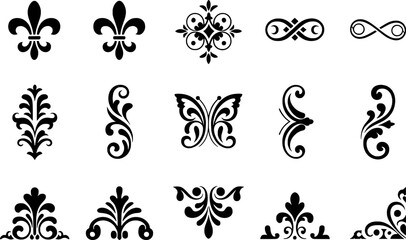 Black ornamental flourishes and decorative elements vector © pixelVista