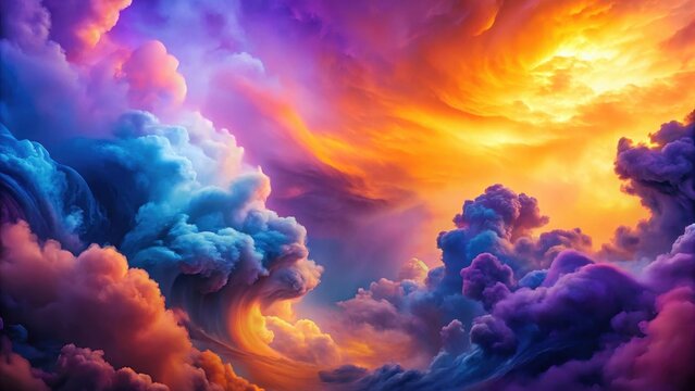 Vibrant swirling clouds of purple and blue against a bright orange background , vibrant, background, vibrant, background, orange - Powered by Adobe