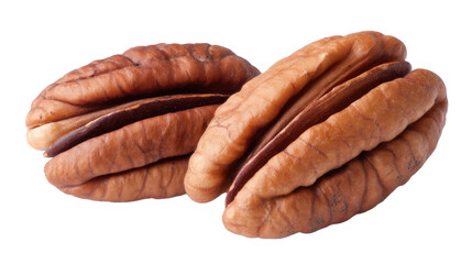 Pecan nut isolated on transparent background with natural brown color and detailed texture