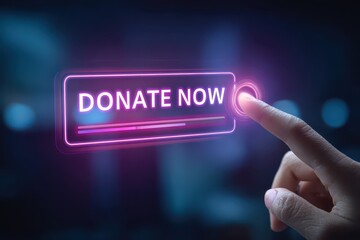 Vibrant Digital Button for Online Donations with a Hand Gesture