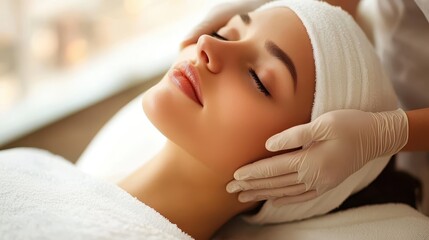 Woman Relaxing With Facial Massage at Beauty Salon For Wellness And Self Care
