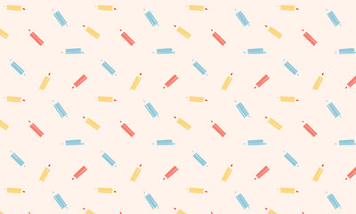Cute Hand-Drawn Marker and Crayon Seamless Pattern, Back to School and Art Supplies Background