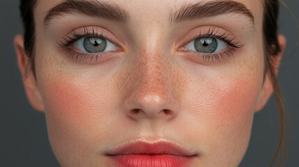 Detailed Face with Beautiful Eyes and Freckles Showing Natural Beauty Close Up
