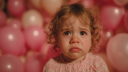 Fototapeta premium Tearful child at a birthday party