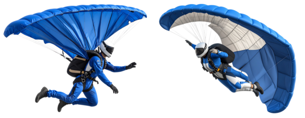 Wingsuit Pilot in Freefall Dive Position, side view 3D illustration, isolated on transparent background PNG