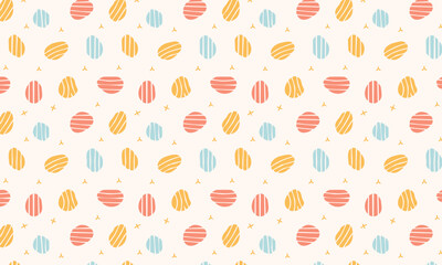 Cute Hand-Drawn Easter Egg Seamless Pattern, Spring Holiday Scribble Texture Background