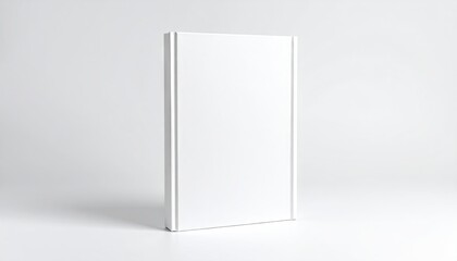 Blank white book cover on plain background