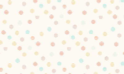 Cute seamless pattern with textured pastel dots, Abstract polka dot background with striped circles