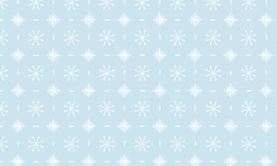 Elegant Christmas Snowflake Seamless Pattern, Winter Holiday Vector Background with Geometric Snow and Sparkling Stars for Wrapping Paper