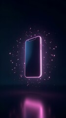 Glowing smartphone with cosmic design illuminated in dark ambiance showcasing digital innovation and creativity