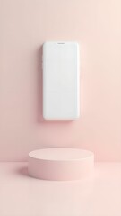 Modern smartphone with a clean design placed against a soft pink background for an elegant display
