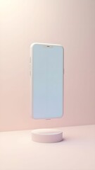 Modern smartphone with a clean design placed against a soft pink background for an elegant display