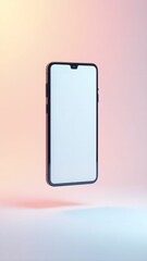 Modern smartphone with a clean design placed against a soft pink background for an elegant display
