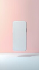 Modern smartphone with a clean design placed against a soft pink background for an elegant display