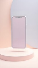 Modern smartphone with a clean design placed against a soft pink background for an elegant display