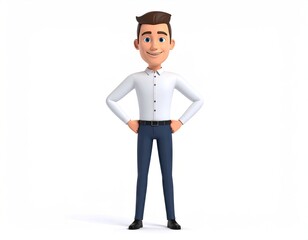 Obraz premium Cartoon business man, standing, smiling