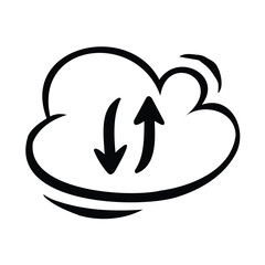 Fototapeta premium A cartoon cloud with upload and download arrows