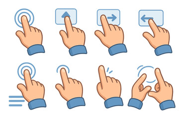 Hand gestures for interactive user interface navigation and control displayed in a colorful guide