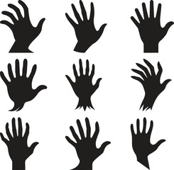 Obraz premium Diverse Hand Silhouettes on White Background