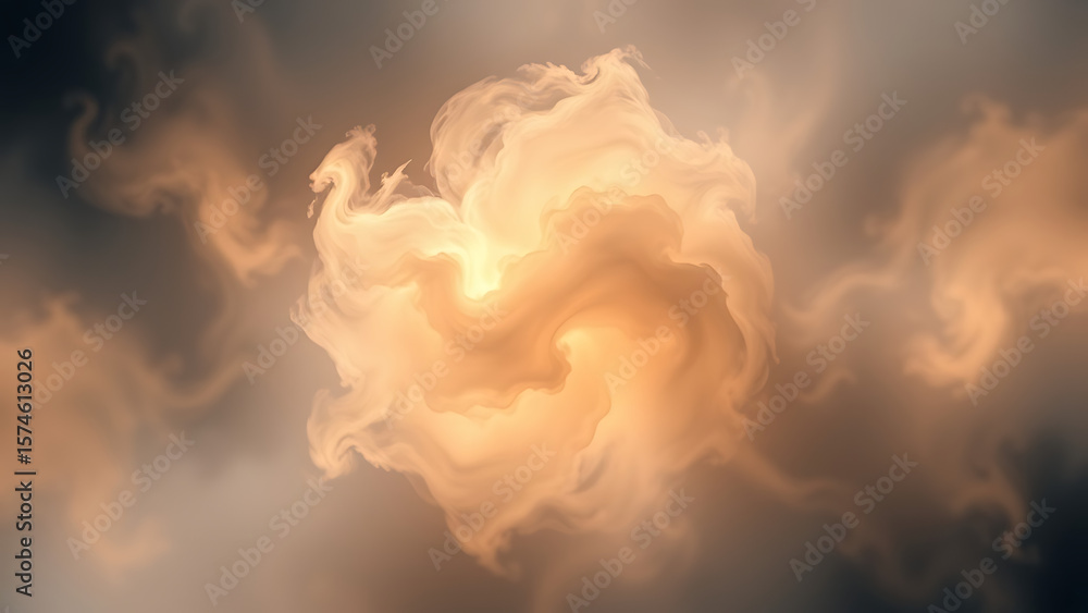 Poster harmonious nebula cloud patterns swirling in an abstract cloud shape isolated on a transparent backg