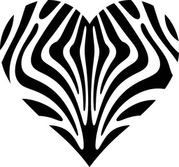 Black white zebra striped heart graphic design illustration stripes