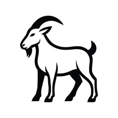 Goat Silhouette Vector Illustration Black and White Animal Design