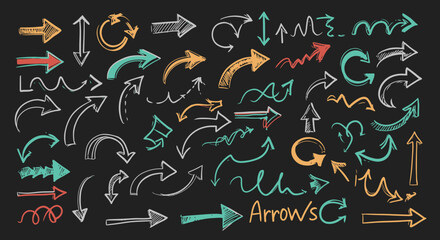 HandDrawn Arrows Collection Directional Decorative and Colorful Design Elements.