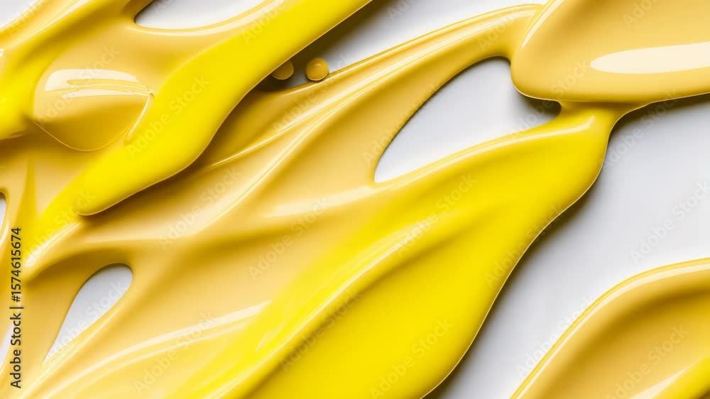 Poster dynamic application of yellow paint showcases vibrant textures and fluid movements, highlighting cre