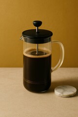 French press coffee with coffee