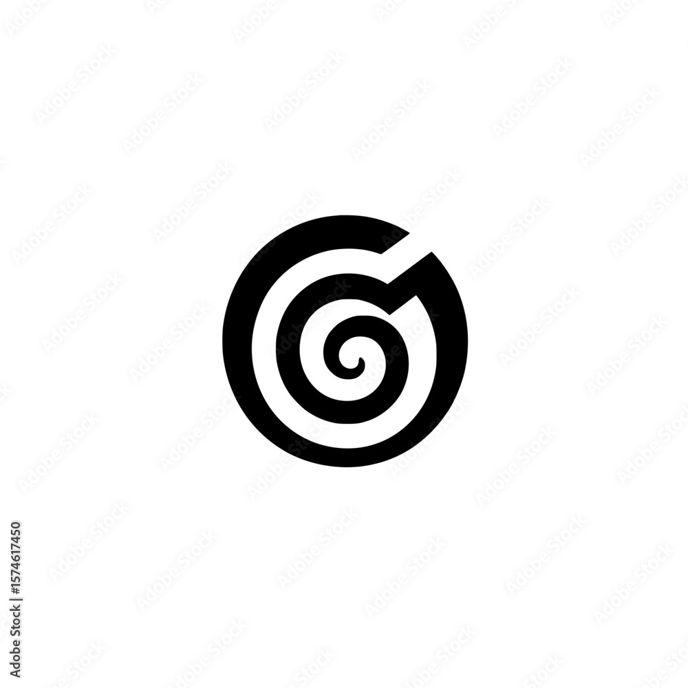 Poster geometric spiral circle icon with continuous loop representing infinity growth and abstract concept 