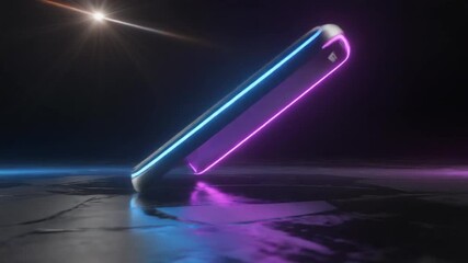 futuristic sleek smartphone rotating 360° for tech presentations and digital marketing