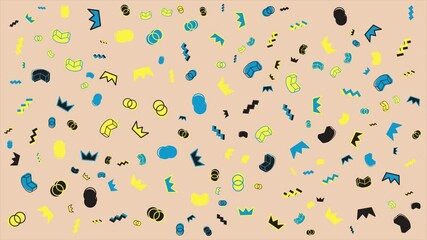 Tan background with scattered 80s style geometric shapes. Abstract seamless loop video background for creative project, animation, motion video. - Powered by Adobe