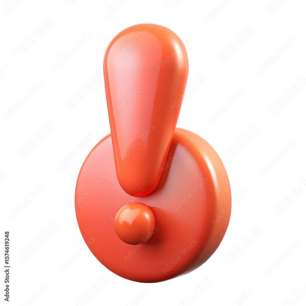 Poster stock 3d render of an exclamation point icon for error warning alert attention sign and notification