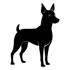 Black silhouette of a dog with alert perked ears a clean graphic
