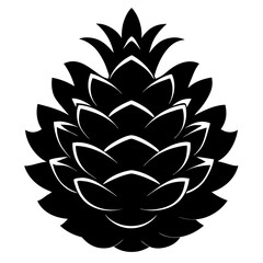 Elegant black silhouette of a symmetrical pinecone perfect for nature and autumn designs