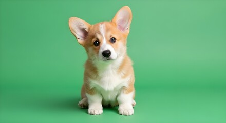 corgi puppy, green screen