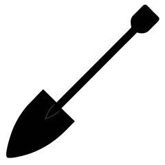 Simple black silhouette of a pointed shovel perfect for digging and construction themes
