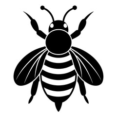 Black silhouette of a bumblebee with iconic striped body and wings