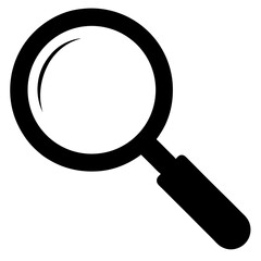Simple black silhouette of a magnifying glass for investigation and discovery