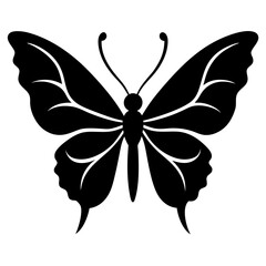 Elegant black silhouette of a butterfly with expansive wings